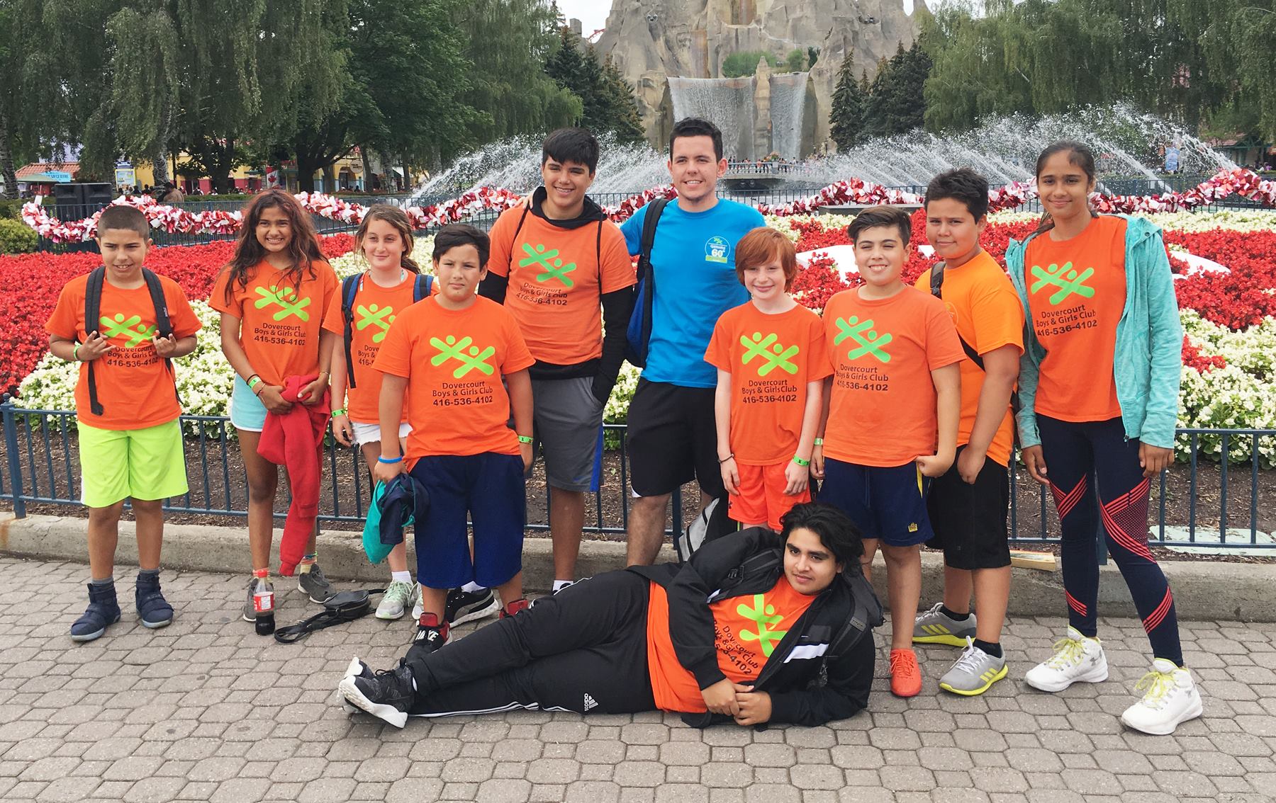 Youth posing for a group picture at Canada's Wonderland